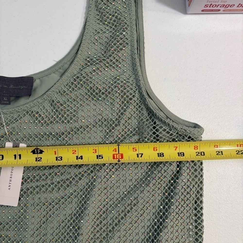Anthropologie Sunday in Brooklyn womens Rhinestone Mesh Tank tops size XL - Picture 12 of 13